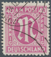 Bizone: 1945/1946, 40 Pfg. AM-Post Rosakarmin In Zähnung L 11 X 11 1/2 Entwertet (24) HAMBURG- WANSB - Autres & Non Classés