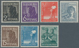 Bizone: 1948, 7 Werte Arbeiter Mit Netzaufdruck Auf Der Gummiseite, Tadellos Postfrisch, Signiert Un - Autres & Non Classés