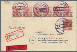 Bizone: 1948, Arbeiterserie Bandaufdruck 8 Pf Und Sechs Exemplare 60 Pf Auf Portogerechtem Eingeschr - Other & Unclassified