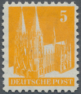 Bizone: 1948, Nicht Verausgabte Marke 5 Pfg. Bauten Gelb (Bogenfeld 280), Gez. L 11 Mit Wasserzeiche - Sonstige & Ohne Zuordnung