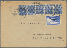 Bizone - Flugpost-Zulassungsmarke: 1948, 5 X 50 Pf Arbeiter Netzaufdruck U. JEIA-Zulassungsmarke, üb - Other & Unclassified