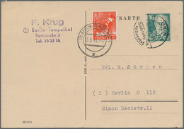 Bundesrepublik Und Berlin - Postkrieg: 8 Pf. Rotaufdruck Mit SBZ 10 Pf. Köpfe I Zusammen Auf Ortskar - Autres & Non Classés