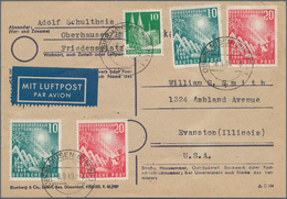 Bundesrepublik Deutschland: 1949, Luftpostkarte Mit 1. Bundestag Zweimal Komplett Und 10 Pfg. Bauten - Covers & Documents