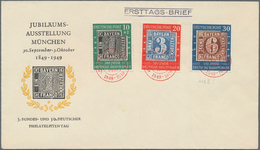 Bundesrepublik Deutschland: 1949, 100 Jahre Dt. Briefmarke 3 Werte Kpl. Auf FDC Mit Rotem SoStpl., Z - Lettres & Documents