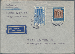 Bundesrepublik Deutschland: 1950, Luftpostbrief Ab KÖLN Frankiert Mit 50 Pfg. Kölner Dom Und 30 Pfg. - Briefe U. Dokumente