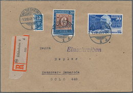 Bundesrepublik Deutschland: 1949, 100 Jahre Briefmarken 30 Pf Und 75 Jahre UPU 30 Pf Auf R-Brief Ab - Brieven En Documenten