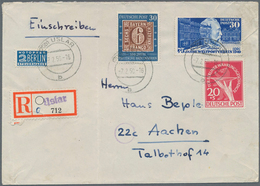 Bundesrepublik Deutschland: 1949, 100 Jahre Briefmarken 30 Pf, 75 Jahre UPU 30 Pf Und Währungsgeschä - Covers & Documents