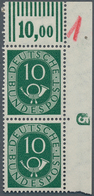 Bundesrepublik Deutschland: 1951, 10 Pf Posthorn Im Senkr. Paar Aus Der Rechten Oben Bogenecke Mit D - Briefe U. Dokumente