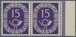 Bundesrepublik Deutschland: 1951, 15 Pfg. Posthorn Mit Wasserzeichen 4Z, Postfrisches Paar Vom Recht - Brieven En Documenten