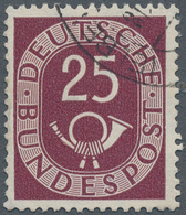 Bundesrepublik Deutschland: 1951, Freimarke Posthorn 25 (Pf) Seltene Wasserzeichen Variante "Z" Mit - Brieven En Documenten