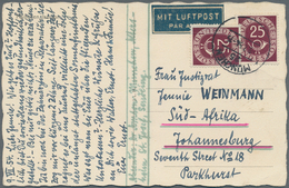 Bundesrepublik Deutschland: 1954, Auslandskarte Frankiert Mit 2-mal 25 Pfg. Posthorn Ab MÜNCHEN 9.7. - Lettres & Documents