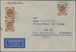 Bundesrepublik Deutschland: 1953, 60 Pfg. Posthorn Dreimal Auf Luftpostbrief Ab WIESBADEN Nach USA. - Brieven En Documenten