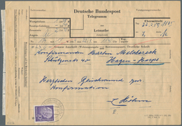 Bundesrepublik Deutschland: 1959. Telegramm Aus Letmathe (23.3.59) Mit Rs. 50er-Block 4 Pf Heuss I, - Covers & Documents