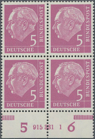 Bundesrepublik Deutschland: 1960, Heuss Lumogen 5 Pfg. Als Unterrand - Viererblock Mit HAN 915331 1, - Briefe U. Dokumente