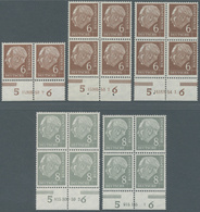 Bundesrepublik Deutschland: 1954, Freimarken Th. Heuss 6 Pf Im Waagerechten Paar, 2 Viererblocks Und - Brieven En Documenten