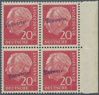 Bundesrepublik Deutschland: 1960. Heuss I 20 Pf Im SR-4er-Block, Jede Marke Mit Aufdruck "Entwertet" - Lettres & Documents