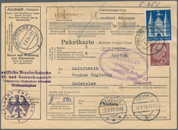 Bundesrepublik Deutschland: 1954, 25 Pf Lilabraun Heuss Und 5 DM Bizone Bauten, MiF Auf Paketkarte V - Briefe U. Dokumente