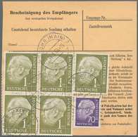 Bundesrepublik Deutschland: 1954, Freimarken "Bundespräsident Heuss (I)", 5 X 1 DM, Davon Einmal Im - Covers & Documents