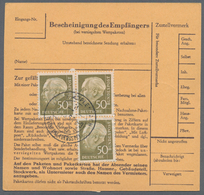 Bundesrepublik Deutschland: 1957, Zwei Paktkarten-Stammteile Ab (3) LÜTZELSACHSEN Je Mit Mehrfachfra - Briefe U. Dokumente