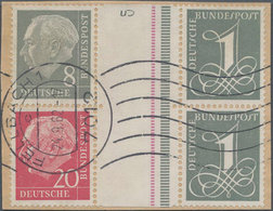 Bundesrepublik - Zusammendrucke: 1960, Heuss Liegendes WZ, 8+Z+1 Sowie 20+Z+1 Erstauflage Als Gestem - Se-Tenant