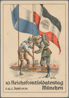 Ansichtskarten: Politik / Politics: REICHSFRONTSOLDATENTAG, München 1929, Zwei Propagandakarten, Bei - Figuren