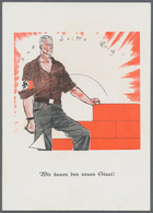 Ansichtskarten: Propaganda: 1931. Scarce NSDAP Propaganda Postcard Showing SA Man Building A Wall: " - Parteien & Wahlen