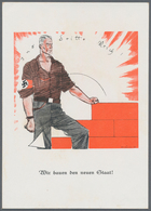 Ansichtskarten: Propaganda: 1931. Scarce NSDAP Propaganda Postcard Showing SA Man Building A Wall: " - Political Parties & Elections