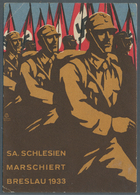 Ansichtskarten: Propaganda: 1933, "SA. SCHLESIEN MARSCHIERT BRESLAU 1933", Farbige Propagandakarte M - Partis Politiques & élections
