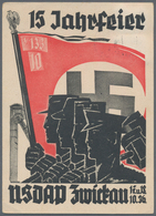 Ansichtskarten: Propaganda: 1936: Scarce Nazi 15th Anniversary Celebration For Zwickau, Used On The - Partis Politiques & élections