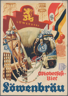 Ansichtskarten: Propaganda: 1937, MÜNCHEN OKTOBERFEST, Plakative Werbekarte Oktoberfestbier Löwenbrä - Parteien & Wahlen