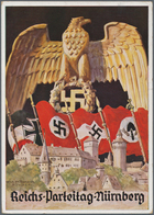 Ansichtskarten: Propaganda: 1937, "REICHSPARTEITAG NÜRNBERG", Kolorierte Propagandakarte NS-Fahnen, - Political Parties & Elections