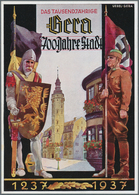 Ansichtskarten: Propaganda: 1937, Farbkarte "Das Tausendjährige GERA 700 Jahre Stadt 1237 1937" Mit - Partis Politiques & élections