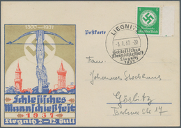 Ansichtskarten: Propaganda: 1937, "Schlesisches Mannschießfest Liegnitz 1937", Farbige Postkarte Mit - Partis Politiques & élections