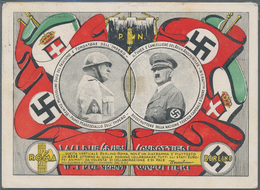 Ansichtskarten: Propaganda: 1938, Italienische Propagandakarte Mit Mussolini Und Hitler, Postalisch - Parteien & Wahlen