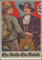Ansichtskarten: Propaganda: 1938, "Ein Volk - Ein Führer", Farbige Propagandakarte, Abbildung Bauern - Political Parties & Elections