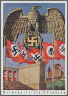 Ansichtskarten: Propaganda: 1938 Propaganda Card With Nazi Eagle And Banners Over Crowded Stadium Fo - Parteien & Wahlen