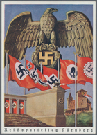 Ansichtskarten: Propaganda: 1938 Propaganda Card With Nazi Eagle And Banners Over Crowded Stadium Fo - Political Parties & Elections