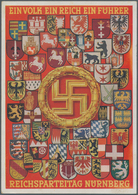 Ansichtskarten: Propaganda: 1938, "REICHSPARTEITAG NÜRNBERG EIN VOLK EIN REICH EIN FÜHRER", Farbige - Parteien & Wahlen