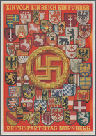 Ansichtskarten: Propaganda: 1938, "REICHSPARTEITAG NÜRNBERG EIN VOLK EIN REICH EIN FÜHRER", Farbige - Political Parties & Elections