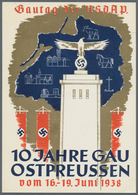 Ansichtskarten: Propaganda: 1938 Gautag Der NSDAP 10 Jahre Ostpreussen Regional Nazi Meeting Ganzsac - Political Parties & Elections