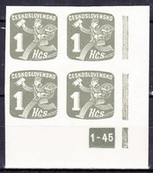 ** Tchécoslovaquie 1945 Mi 488 (Yv TPJ 34) Bloc De 4, (MNH) - Timbres Pour Journaux