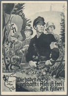 Ansichtskarten: Propaganda: 1938. The Narrow Printing Variety With White Paper, Used On Asch Liberat - Partis Politiques & élections