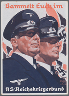 Ansichtskarten: Propaganda: 1939 Ca., "Sammelt Euch Im NS-Reichskriegerbund" Farbige Einladungskarte - Partis Politiques & élections