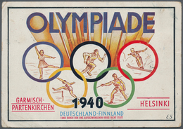 Ansichtskarten: Propaganda: 1940, Die Ausgefallene Olympiade 1940, Farbige Propagandakarte Mit Sonde - Partis Politiques & élections