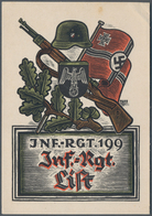 Ansichtskarten: Propaganda: 1942 Ca., "Inf.-Rgt. 199 Inf.-Rgt. List" Sign. Huff, Farbige Feldpostkar - Political Parties & Elections