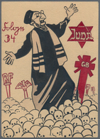 Ansichtskarten: Propaganda: 1943 "Juda" - An Original Hand-painted Proof For A Series Of French Anti - Parteien & Wahlen