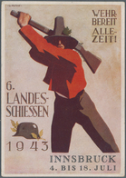 Ansichtskarten: Propaganda: 1943, "6. Landesschiessen Innsbruck Wehr-Bereit Alle-Zeit!" Farbige Prop - Partis Politiques & élections