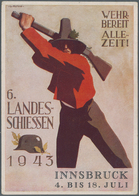 Ansichtskarten: Propaganda: 1943, "6. Landesschiessen Innsbruck Wehr-Bereit Alle-Zeit!" Farbige Prop - Political Parties & Elections