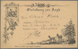 Ansichtskarten: Vorläufer: 1874, Dt. Reich. Vordruck-Postkarte "Einladung Zur Jagd" Mit Abb. U.a. "Z - Unclassified