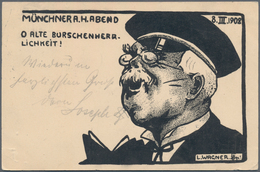 Ansichtskarten: Motive / Thematics: STUDENTIKA, 3 Künstlerzeichnungen L. Wagner "Münchner A. H. Aben - Other & Unclassified